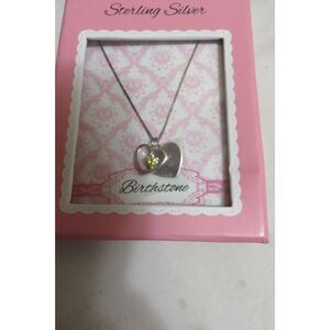 NIB YOUTH STERLING SILVER HEART BIRTHSTONE NECKLACE NOVEMBER, 14 INCH CHAIN